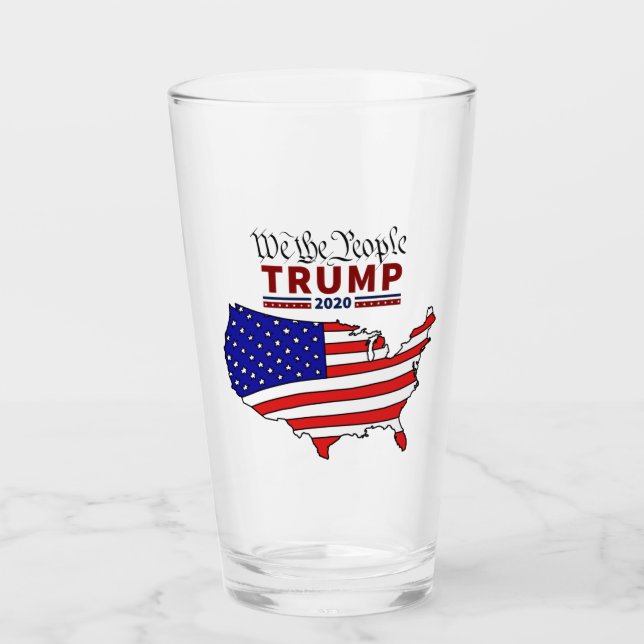 "We The People" Trump 2020 Glass Cup (Front)