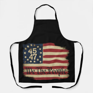We The People Trump 45 47 Distressed Vintage Flag Apron