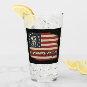 We The People Trump 45 47 Distressed Vintage Flag Glass