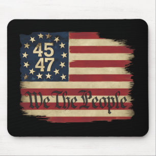 We The People Trump 45 47 Distressed Vintage Flag Mouse Mat