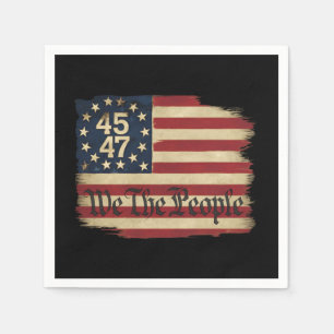 We The People Trump 45 47 Distressed Vintage Flag Napkin