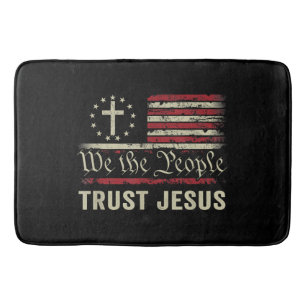 We The People Trust Jesus - USA Flag Christian Pat Bath Mat