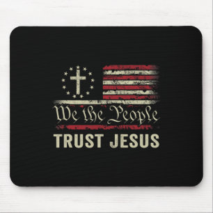 We The People Trust Jesus - Usa Flag Christian Pat Mouse Mat