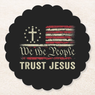 We The People Trust Jesus - USA Flag Christian Pat Paper Coaster