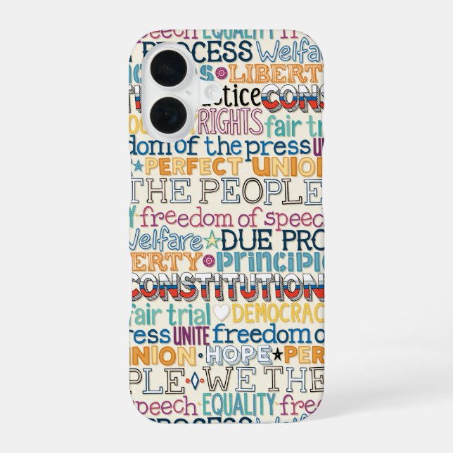 we the people typography iPhone 16 case (Back)