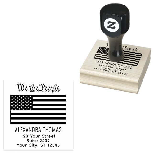 #We the People USA American Flag Name Address Rubber Stamp (Stamped)