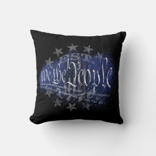 WE THE PEOPLE Vintage 13 and 50 Star American Flag Cushion