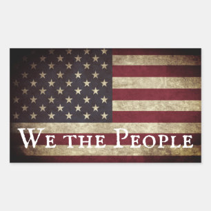 We the People Vintage American Flag Rectangular Sticker