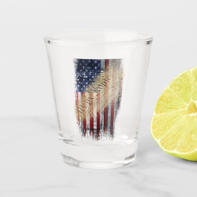 WE THE PEOPLE Vintage American Flag  Shot Glass (Front)