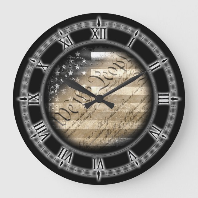 We The People Vintage American Flag Wall Clock (Front)