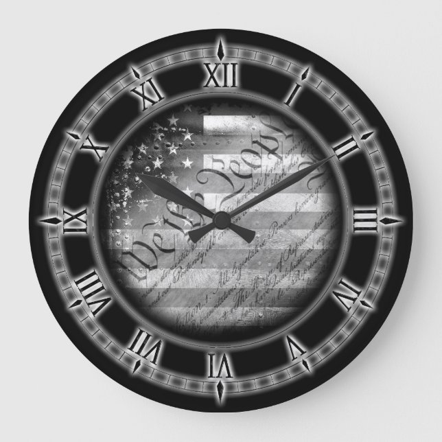We The People Vintage American Flag Wall Clock (Front)