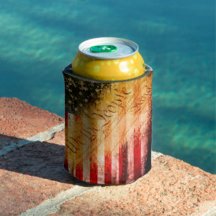 WE THE PEOPLE Vintage Retro Rock American Flag Can Cooler