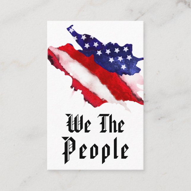 *~* We The People Watercolor American USA Flag Business Card (Front)