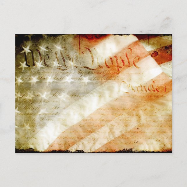 We The People with American Flag Postcard (Front)