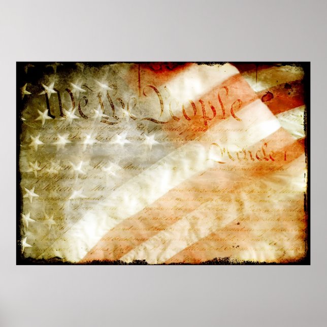 We The People with American Flag Poster (Front)
