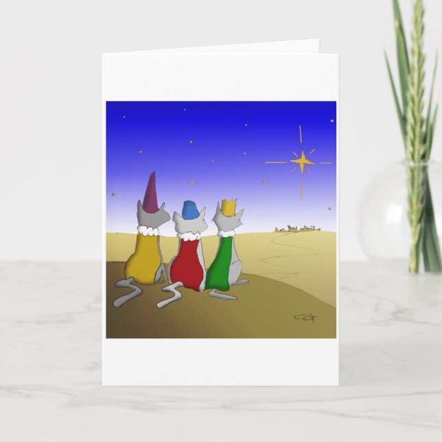 We Three Cats - Christmas Blank Card (Front)