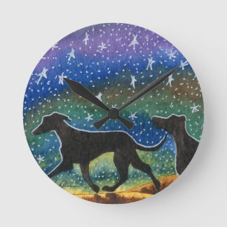We three greyhound dogs round clock