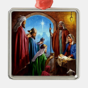 We Three Kings Nativity  Metal Tree Decoration