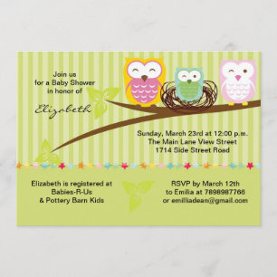 We three owl family neutral baby shower invitation