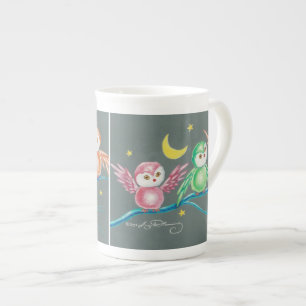 We Three Owls Bone China Mug