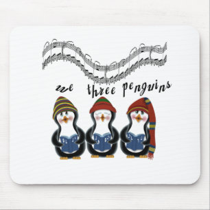 We Three Penguins Holiday Tshirts and Gifts Mouse Mat