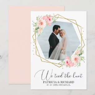We Tied The Knot Blush Floral Eloped Announcement