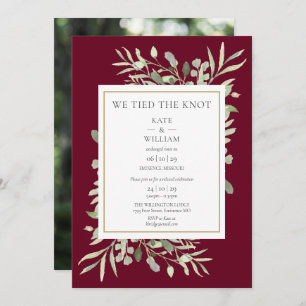 We Tied The Knot Burgundy Elopement Announcement