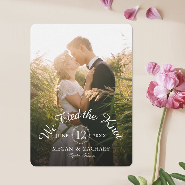 We Tied the Knot Classic Photo Elopement Wedding Announcement (Creator Uploaded)