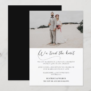 We tied the knot Elegant calligraphy announcement