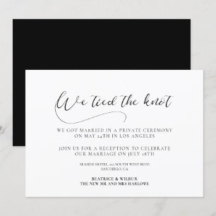 We tied the knot Elegant calligraphy announcement