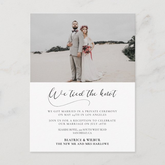 We tied the knot Elegant romantic announcement Postcard (Front)