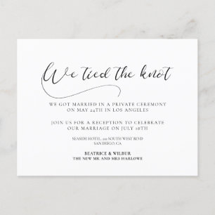 We tied the knot Elegant romantic calligraphy Postcard