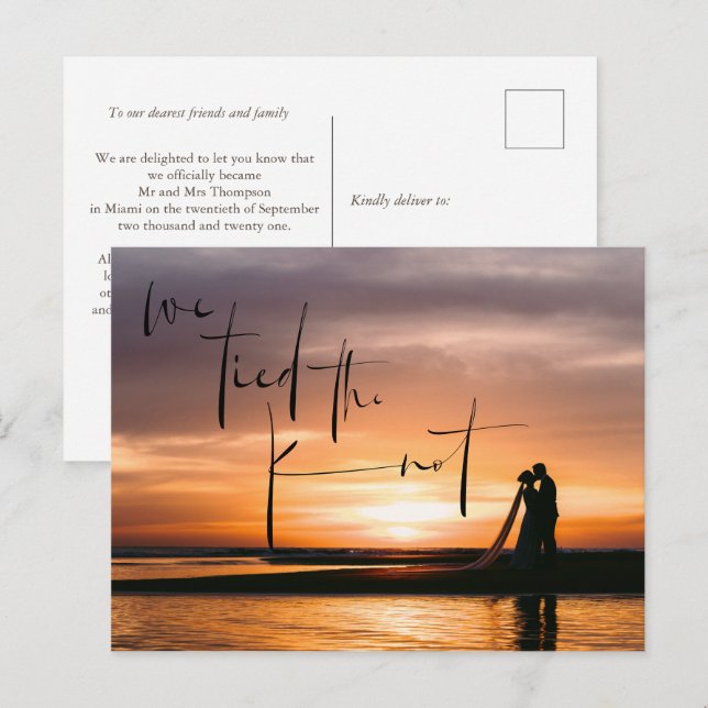 We Tied the Knot Elopement Announcement Photo Postcard (Front/Back)