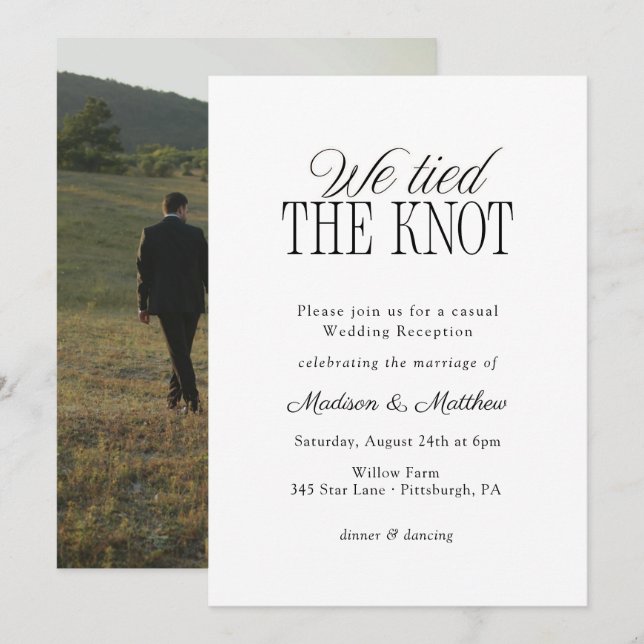 We Tied the Knot Elopement Wedding Reception Invitation (Front/Back)