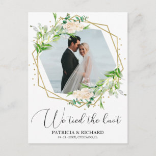 We Tied The Knot Greenery Eloped Announcement Postcard