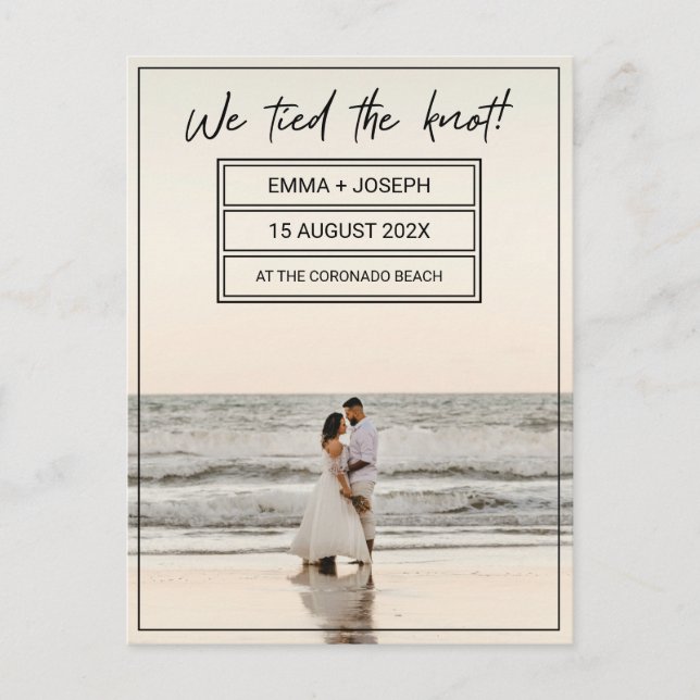 "We tied the knot!" Married Photo Announcement Postcard (Front)