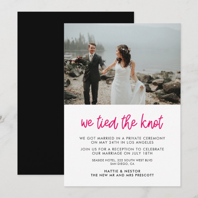 We tied the knot Modern photo announcement (Front/Back)