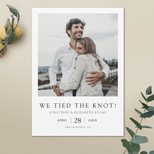 We Tied the Knot Modern Photo Elopement Wedding Announcement (Creator Uploaded)