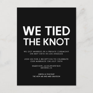 We tied the knot Modern wedding announcement Postcard