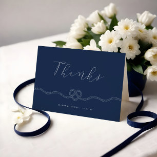 We Tied The Knot Nautical Navy & White Thank You