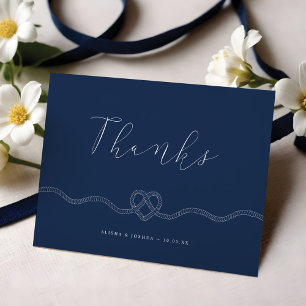 We Tied The Knot Nautical Navy & White Thank You Card