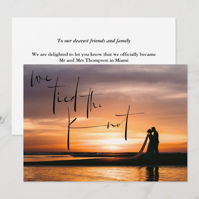 We Tied the Knot Photo Elopement Announcement (Front/Back)