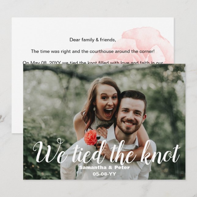 We tied the Knot | Photo Wedding Announcement (Front/Back)