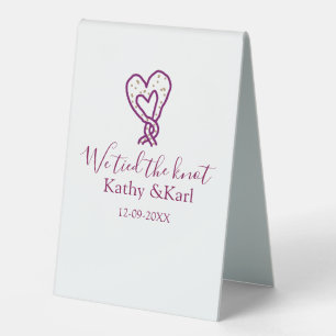 We tied the knot pink heart knots name date romant