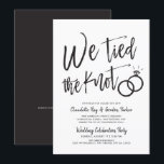 We Tied the Knot | Post Wedding Party Invitation<br><div class="desc">After the big day and the rings are exchanged invite your most honoured guests to a celebration. This invitation features the words "We Tied the Knot" in fancy script letters. Towards the side of this are a pair of wedding rings. Underneath this unique graphic is a space for your own...</div>