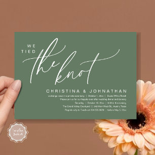 We Tied The Knot Romantic Wedding Elopement Dinner Invitation