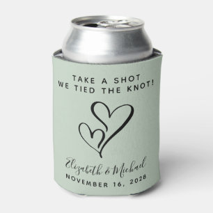 We Tied The Knot Sage Green Wedding Favour Can Cooler