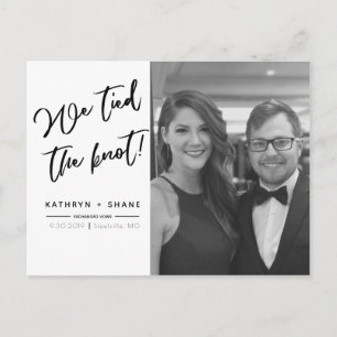We Tied The Knot Script Wedding Announcement Photo Postcard