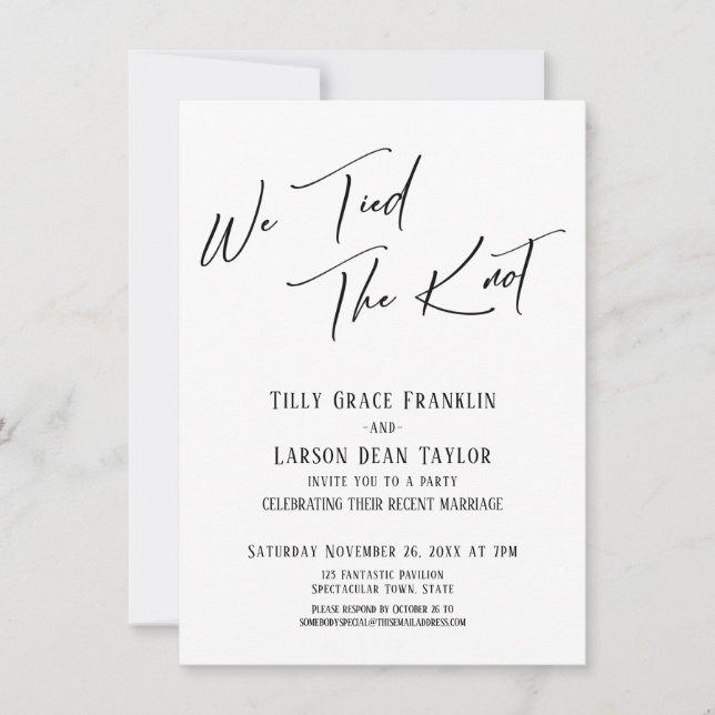 We Tied the Knot Simple Elegant Typography Invitation (Front)