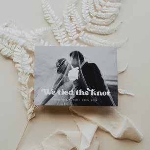 We tied the knot Stylish retro photo Announcement